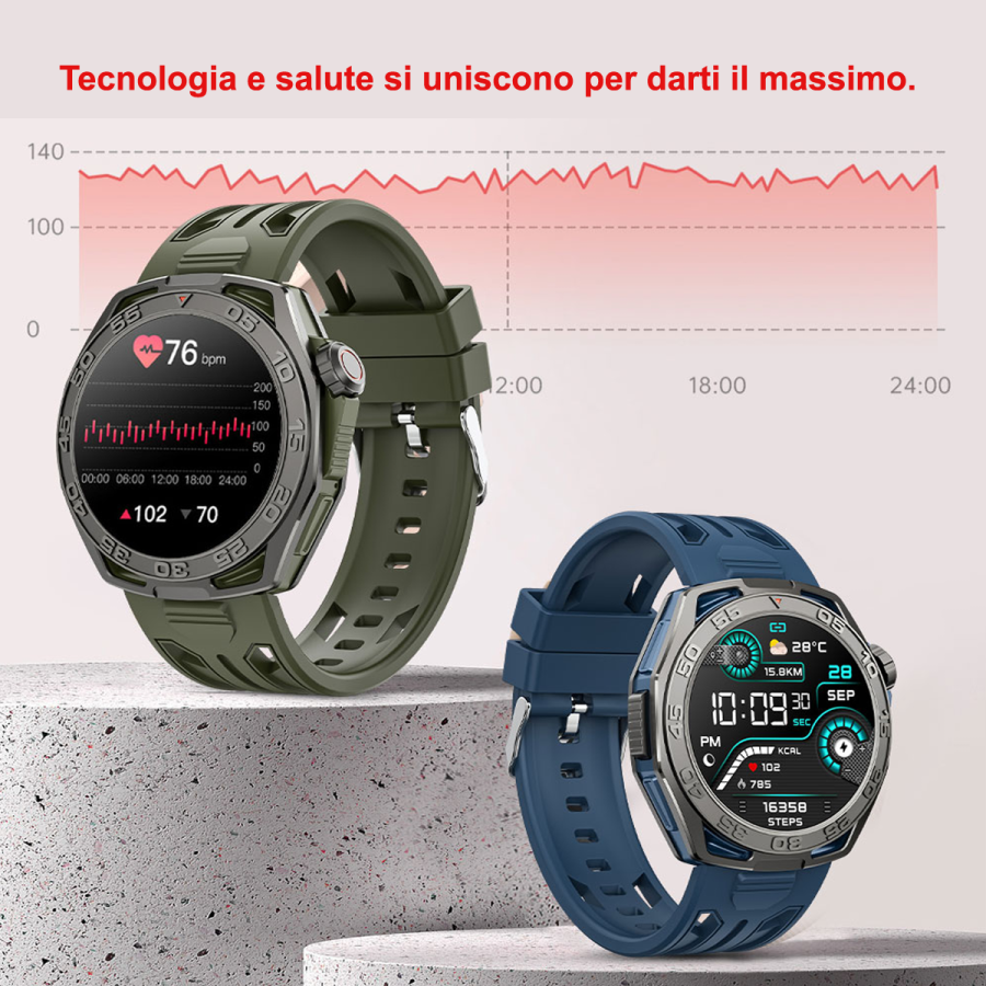 Smartwatch Smart Watch OMOLED Tracker, Chiamate,Bluetooth,100+ modalità Sport Salute Fitness Tracker, Cronometro per Android iOS