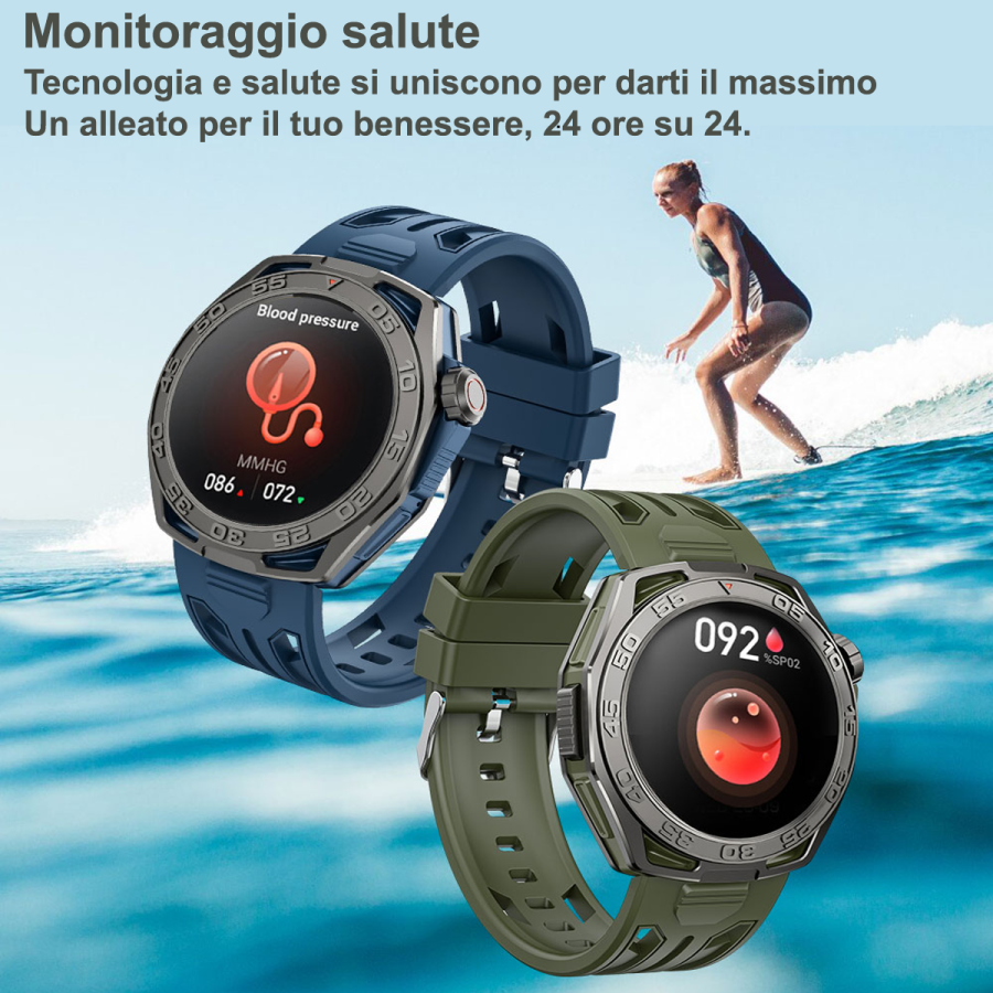 Smartwatch Smart Watch OMOLED Tracker, Chiamate,Bluetooth,100+ modalità Sport Salute Fitness Tracker, Cronometro per Android iOS
