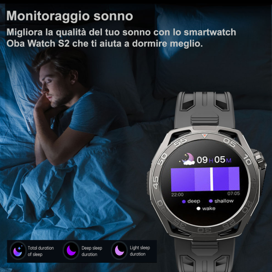 Smartwatch Smart Watch OMOLED Tracker, Chiamate,Bluetooth,100+ modalità Sport Salute Fitness Tracker, Cronometro per Android iOS