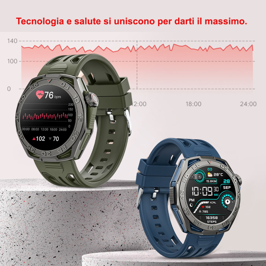Smartwatch 4G LTE Smart Watch Monitoraggio Salute fitness GPS,Batteria 1000mAh, IP67,fotocamera OMOLED, Android e IOS cassa 49m