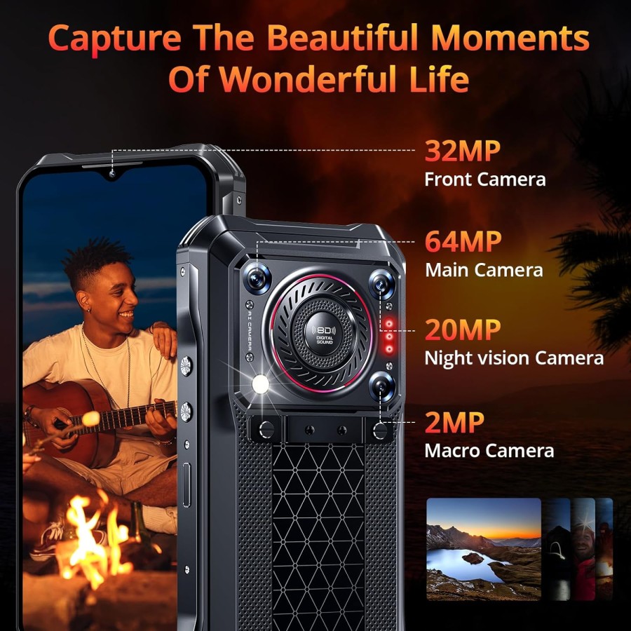 Oukitel WP33 Pro 136dB Loudspeaker 5G Rugged Phone 22000mAh 6.6-Inch FHD+ (24+256GB NFC)