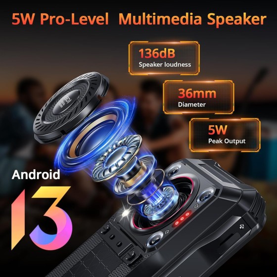 Oukitel WP33 Pro 136dB Loudspeaker 5G Rugged Phone 22000mAh 6.6-Inch FHD+ (24+256GB NFC)