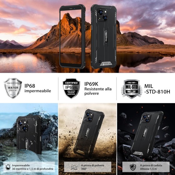 OUKITEL WP32 Rugged Smartphone, 12GB+128GB/1TB 6300mAh Android 13, 20MP + 5MP camera, 6.0", IP68,Dual 4G SIM/Face ID/NFC/OTG/GPS