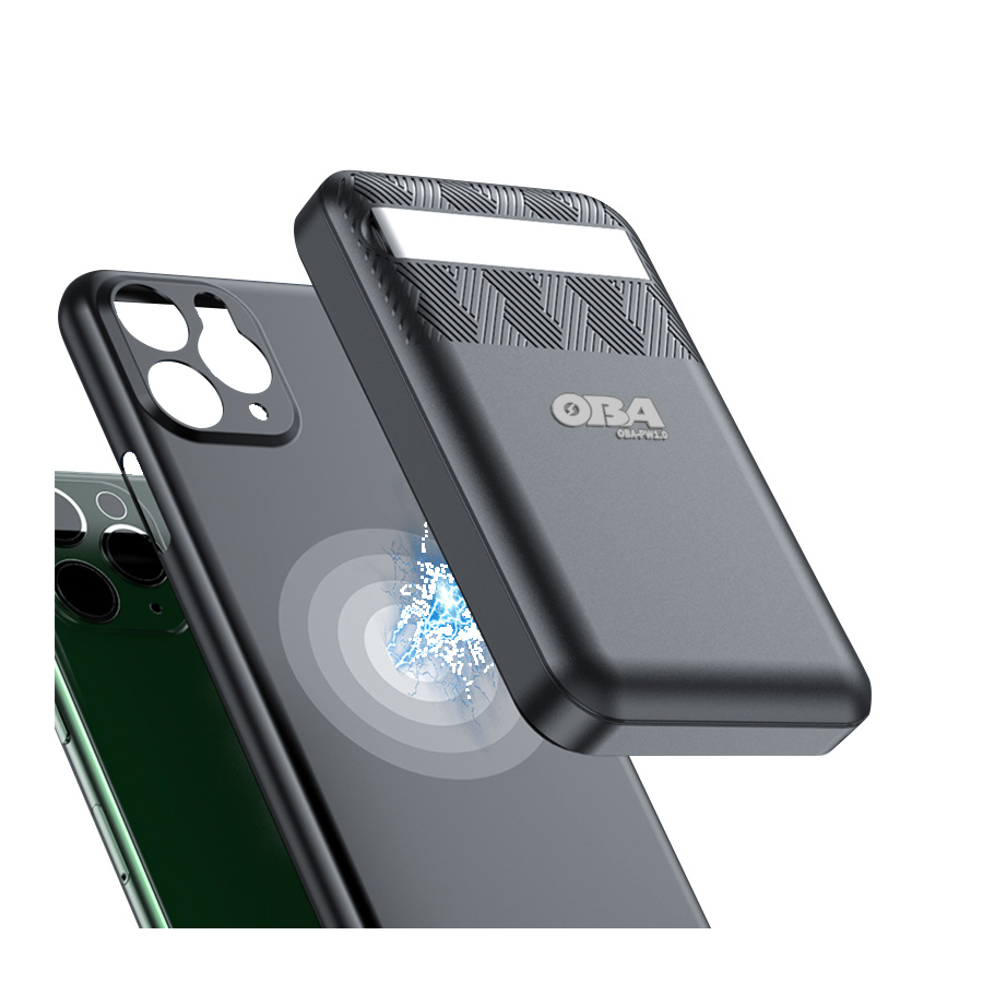 "Stay Connected on-the-go with OBA's 10000mAh Power Bank: Fast Wireless Magnetic PD 22.5W Charging, LED USB-C & USB MagSafe"