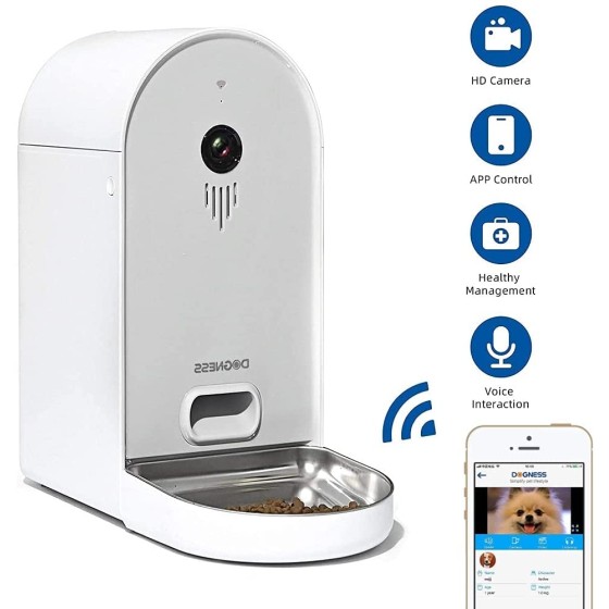 "Monitor and Feed Your Pets with DOGNESS Smart Cam Feeder: HD WiFi Camera with Two-Way Audio, Night Vision and Portion Control"