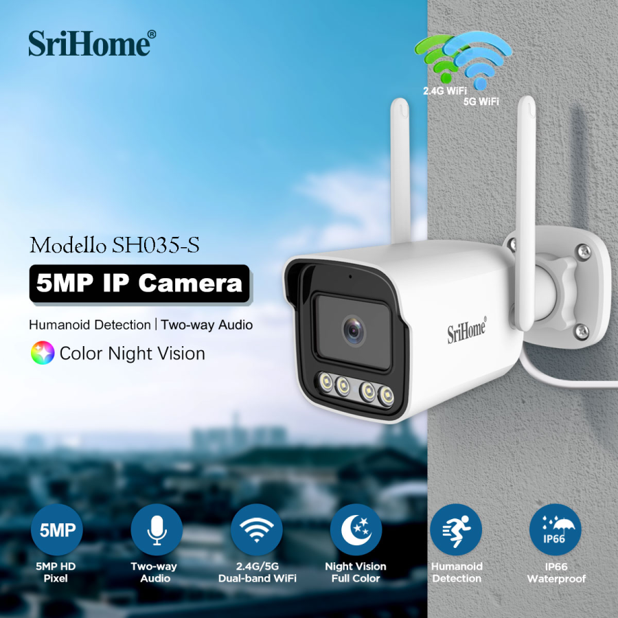 "Telecamera wifi SriHome SH035: sorveglianza HD a 3.0 MP con audio e microSD" "Telecamera wifi SriHome SH035: sorveglianza HD a 3.0 MP con audio e microSD"