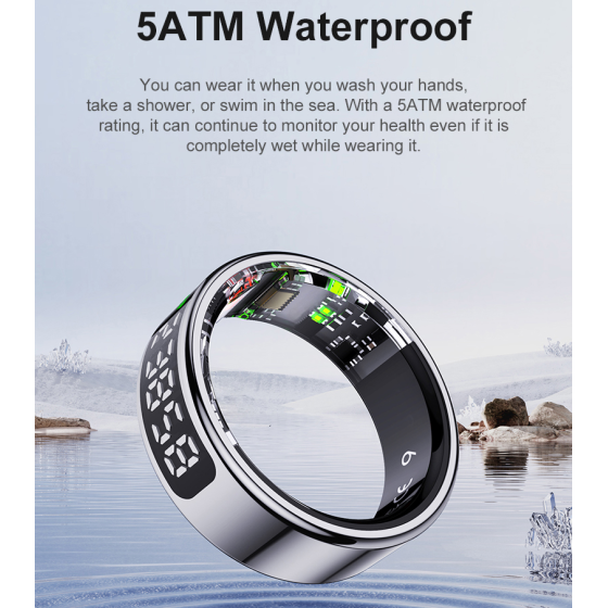 OBA R15: Smart Ring with Display, Fitness, 5 ATM, Wireless Charging. Monitors Heart, Oxygen, Sleep. iOS/Android.