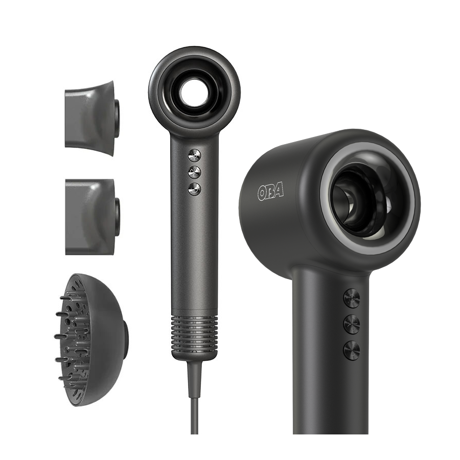 OBA-HY01PRO Hair Dryer:KIT 3IN1 Perfect Blow Dry, Healthy Hair - 500 Million Negative Ions, 120,000 RPM, 75 m/s, 54 dB
