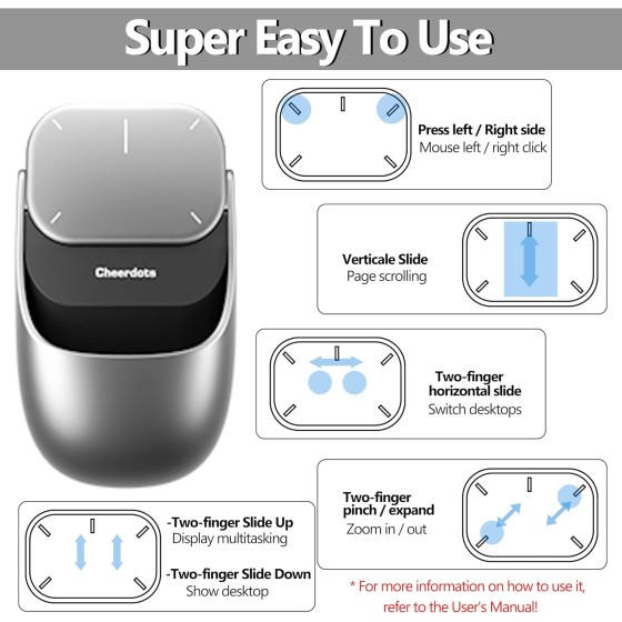 Cheerdots Mouse Wireless 2-in-1,Rimovibile con Puntatore Laser,Touchpad,Presentatore per Conferenze,Compatibile PC/Mac/Portatile