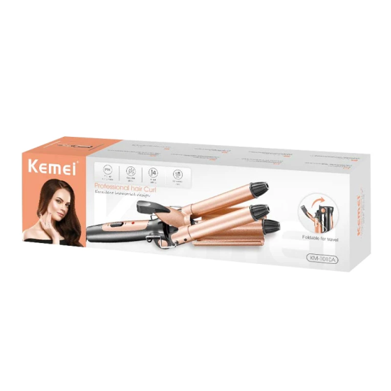 KM-AR1010 Professional Curling Iron | Titanium Ceramic 90W | Curls & Waves for Wet/Dry Hair