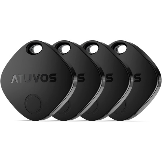 ATUVOS Air Tag Smart Tracker 4 pezzi Nero, Bluetooth Localizzatore Compatibile con Apple Dov'è , Trova oggetti chiavi bagagli