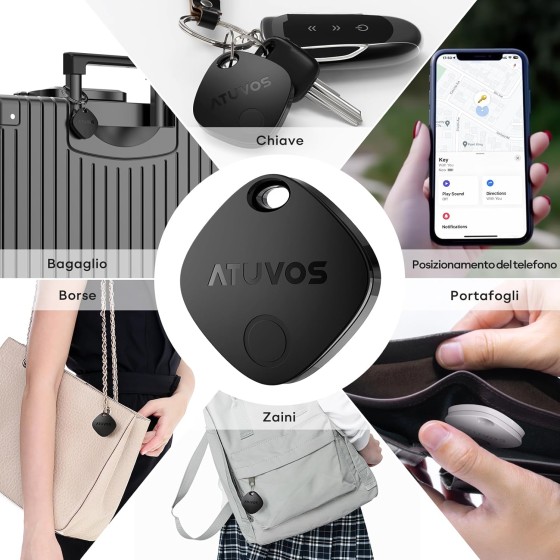 ATUVOS Air Tag Smart Tracker 2 pezzi Nero, Bluetooth Localizzatore Compatibile con Apple Dov'è , Trova oggetti chiavi bagagli