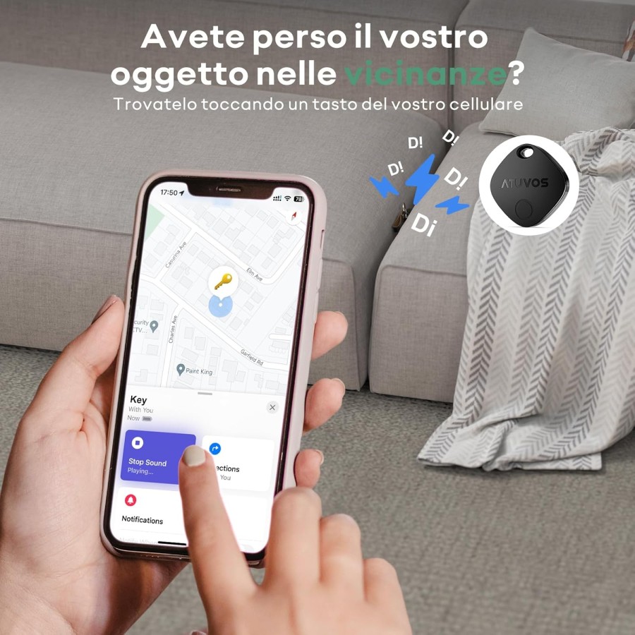 ATUVOS Air Tag Smart Tracker 2 pezzi Nero, Bluetooth Localizzatore Compatibile con Apple Dov'è , Trova oggetti chiavi bagagli