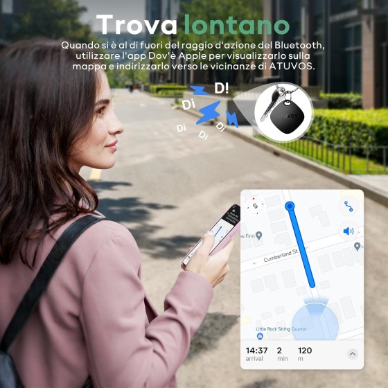 ATUVOS Air Tag Smart Tracker 2 pezzi Nero, Bluetooth Localizzatore Compatibile con Apple Dov'è , Trova oggetti chiavi bagagli