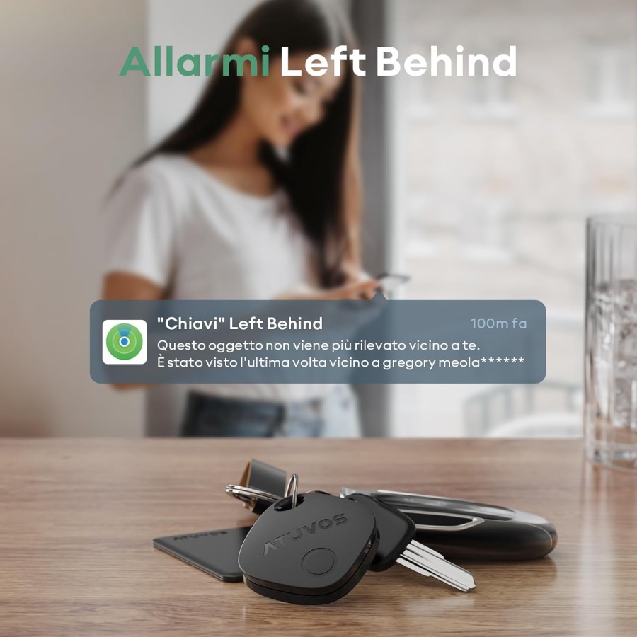 ATUVOS Air Tag Smart Tracker 2 pezzi Nero, Bluetooth Localizzatore Compatibile con Apple Dov'è , Trova oggetti chiavi bagagli
