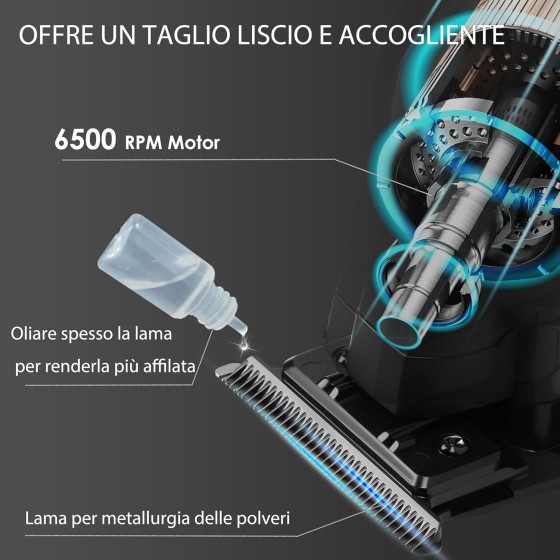 KEMEI Tagliacapelli Professionale rasoio,Senza Fili, Tagliabarba Zero Gapped, Tagliacapelli da Barbiere Con Lama T Ricaricabile