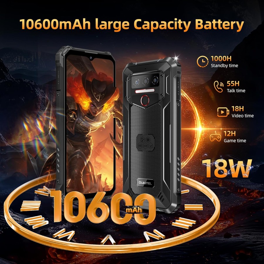 OUKITEL WP23 PLUS Android 14 Rugged Smartphone 10600mAh Telefono Indistruttibile, 24 GB+256GB/1TB Rugged, 6.52" HD+ 13MP+5MP NFC