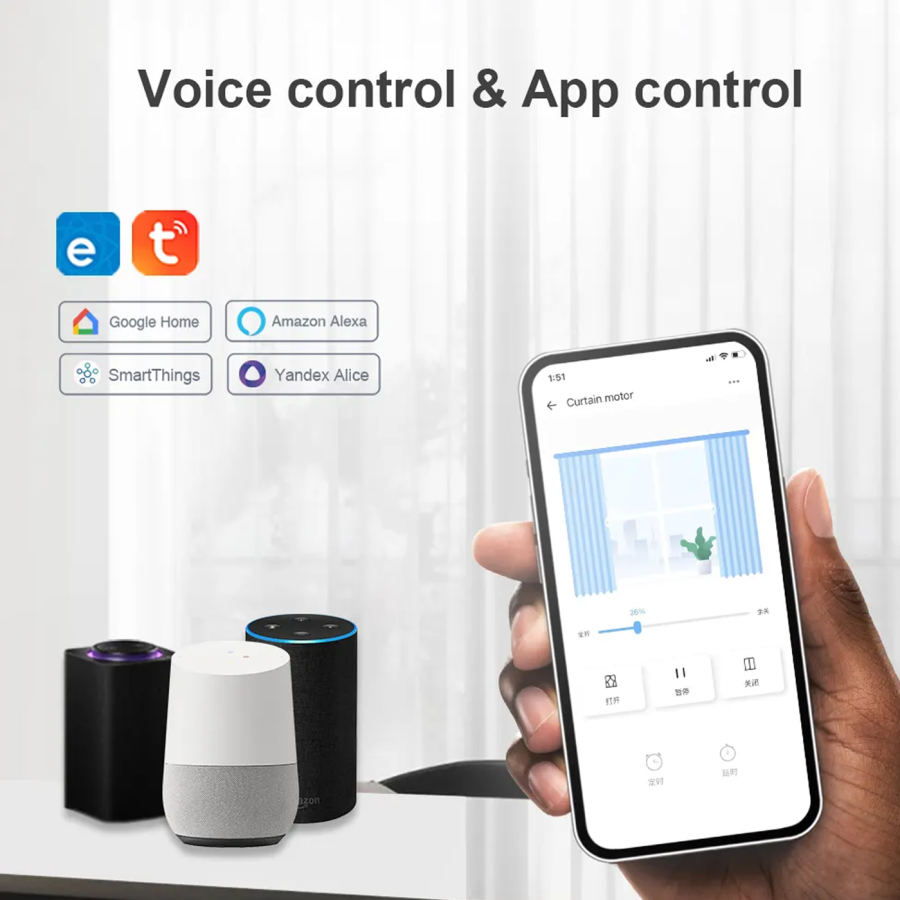 Tende Motorizzate,da 1,8 a 3 Metri, Motore Wifi compatibile con Alexa, Google Home, App, Smart Home, con Telecomando, Tuya