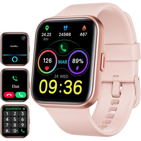 ENOMIR Smartwatch Donna con Chiamate, 1,8" Orologio Smartwatch Cardiofrequenzimetro, SpO2, Sonno, Contapassi, Alexa , Fitness