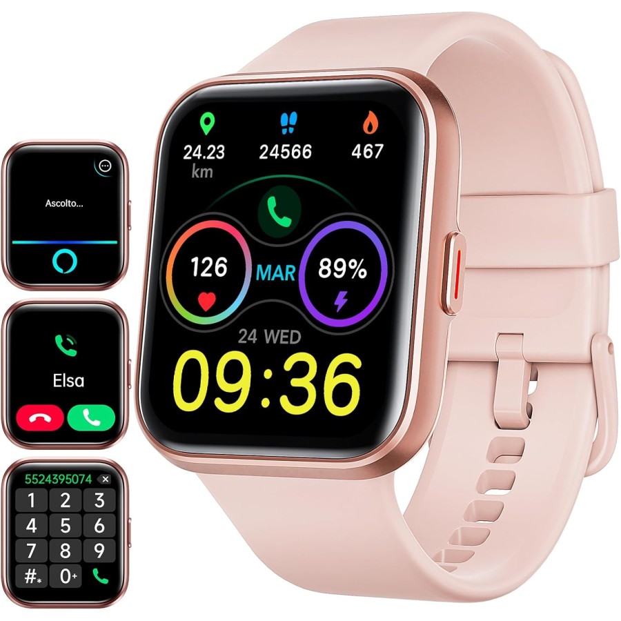 ENOMIR Smartwatch Donna con Chiamate, 1,8" Orologio Smartwatch Cardiofrequenzimetro, SpO2, Sonno, Contapassi, Alexa , Fitness