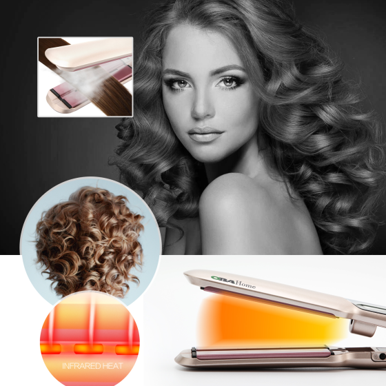 Professional Steam Infra-Red Ceramic Hair Straightener: Wide Plates, 160°-230°C, Perfectly Smooth Hair Every Time!