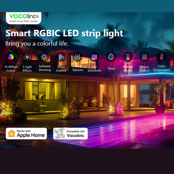 Striscia LED Smart Wi-Fi 10 metri OB2201, RGB, 16 Milioni Colori, Compatibile con Alexa, Google Home, HomeKit
