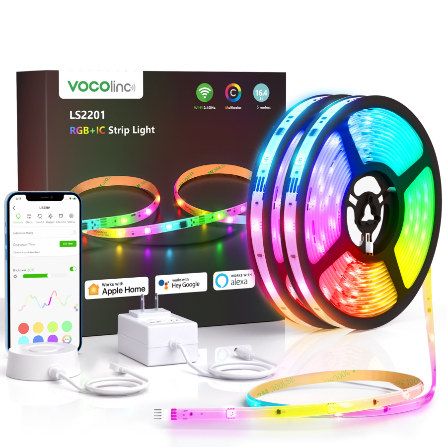 OB2201 10m Smart Wi-Fi LED Strip, RGB, 16 Million Colors, Compatible with Alexa, Google Home, HomeKit