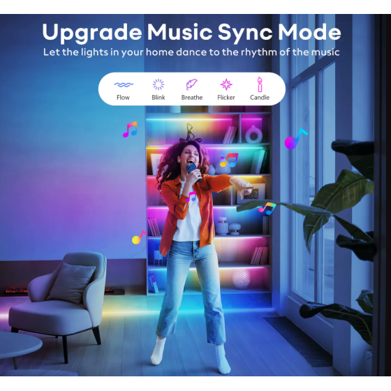 OB2201 10m Smart Wi-Fi LED Strip, RGB, 16 Million Colors, Compatible with Alexa, Google Home, HomeKit