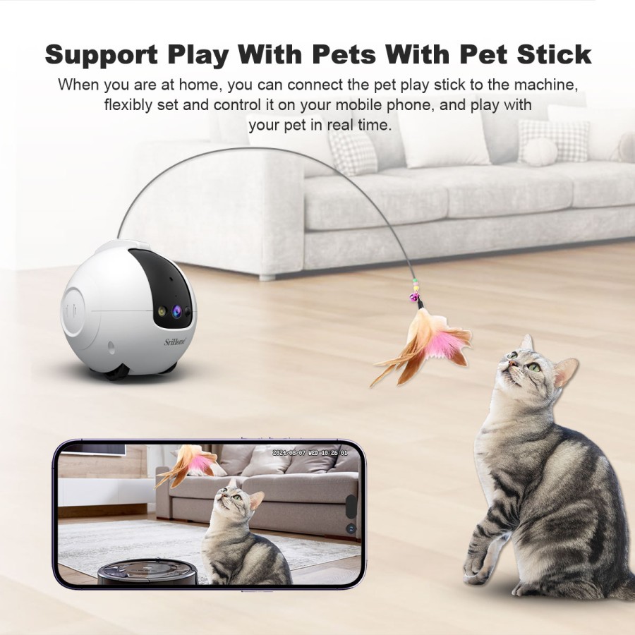 Robot telecamera AI 360 gradi per Animali Domestici: Antiribaltamento 4MP QHD, Batteria 10000mAh DH013 Registrazione su MicroSd
