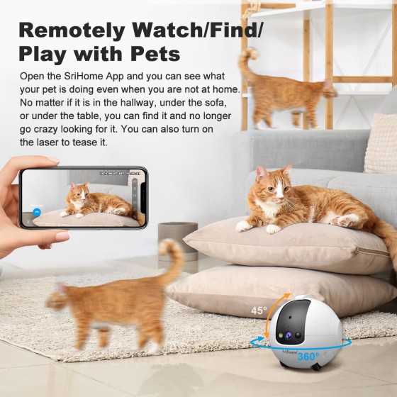 Robot telecamera AI 360 gradi per Animali Domestici: Antiribaltamento 4MP QHD, Batteria 10000mAh DH013 Registrazione su MicroSd