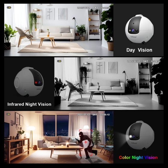 Robot telecamera AI 360 gradi per Animali Domestici: Antiribaltamento 4MP QHD, Batteria 10000mAh DH013 Registrazione su MicroSd