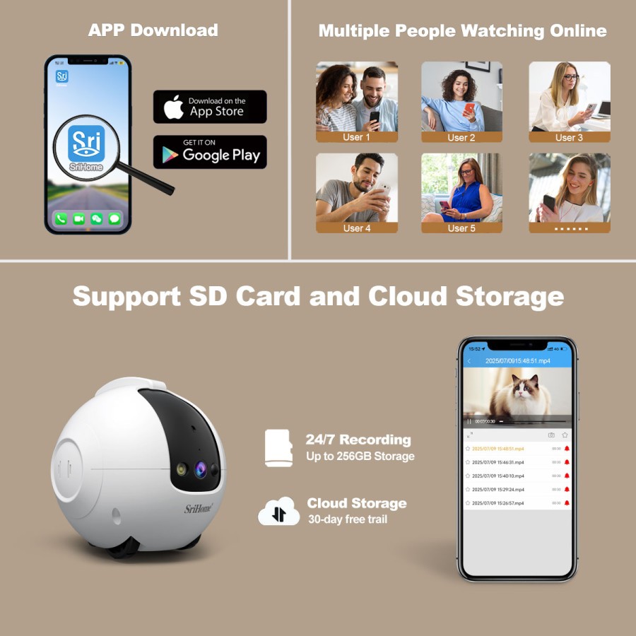 Robot telecamera AI 360 gradi per Animali Domestici: Antiribaltamento 4MP QHD, Batteria 10000mAh DH013 Registrazione su MicroSd
