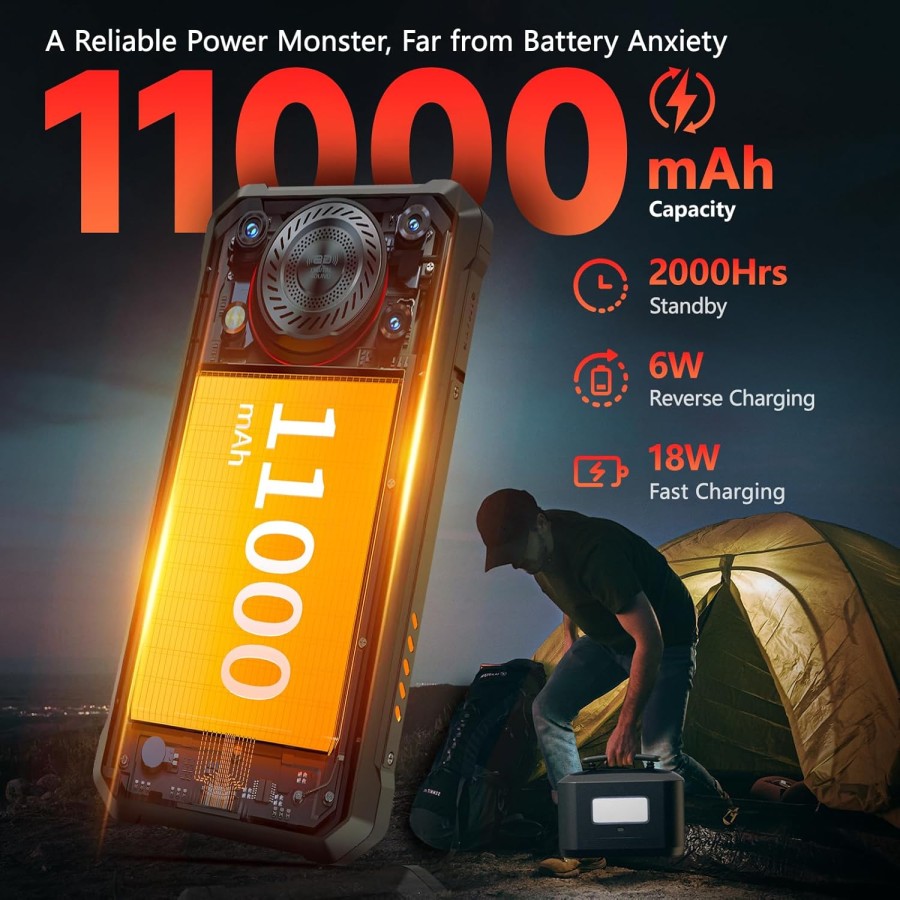 OUkitel WP53 Pro 4G Rugged Phone con Display FHD+ da 6.52",Batteria da 11000mAh, Fotocamera da 50MP, Android 15 (8GB+512GB, NFC)