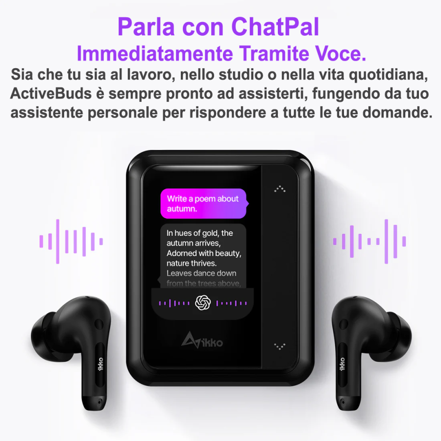 Auricolari cuffie TWS AI Smartphone Ikko Active Buds: ANC, Traduttore, 4G/WiFi, App Store e 70h di autonomia ikko Italia