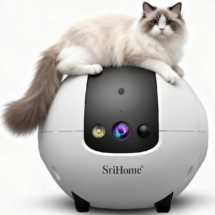 Robot telecamera AI 360 gradi per Animali Domestici: Antiribaltamento 4MP QHD, Batteria 10000mAh DH013 Registrazione su MicroSd