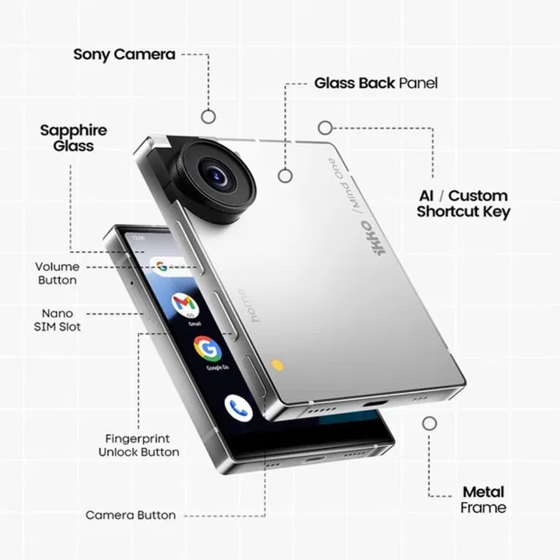 iKKO MindOne Pro AI Phone: Compact 4" AMOLED, Dual OS, Sapphire Glass, 50MP Flip Camera, Free Global Internet. PINK