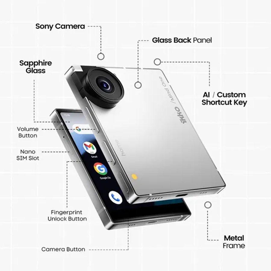 iKKO MindOne Pro AI Phone: Compact 4" AMOLED, Dual OS, Sapphire Glass, 50MP Flip Camera, Free Global Internet. PINK
