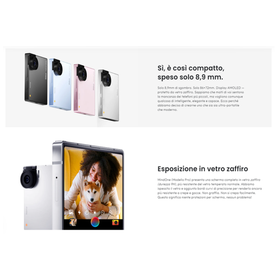 iKKO MindOne Pro AI Phone: Compatto 4" AMOLED, Dual OS, Vetro Zaffiro, 50MP Flip Camera, Internet Globale Free. BLACK