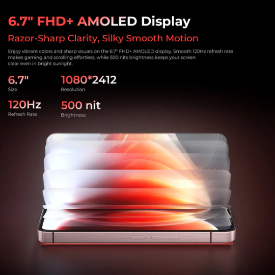 copy of Oukitel WP210 5G Rugged Phone 6.7'' FHD+ Display 8800mAh Big Battery 108MP Camera Android 15(12GB+512GB NFC) ROSSO
