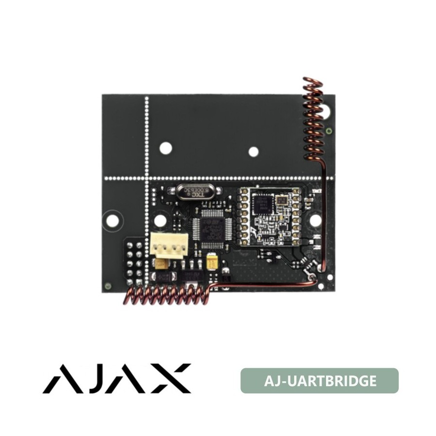 AJ-UARTBRIDGE Ajax Modulo per integrazione Dispositivi Ajax con centrale cablata Fino a 85 dispositivi Ajax Portata fino a 2 km