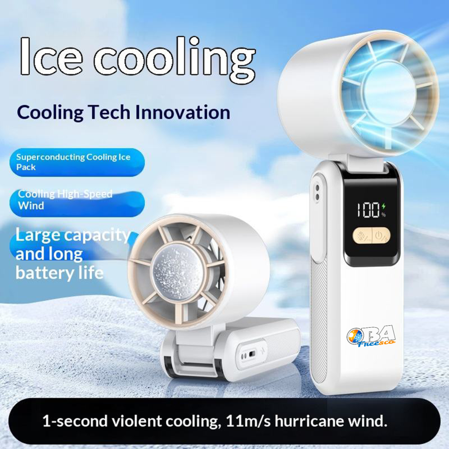 Ventilatore Portatile Refrigerante USB-C con Piastra Fredda e Display LED | Raffreddamento Istantaneo OBA Freesco