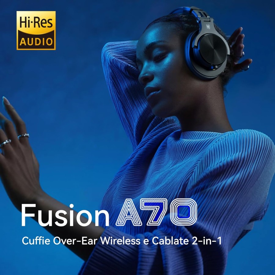 OneOdio A70 Cuffie Bluetooth Over Ear Hi-Fi con Microfono, 72 Ore, Jack 3,5/6,35 mm, Wireless e Cavo