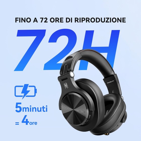 OneOdio A70 Cuffie Bluetooth Over Ear Hi-Fi con Microfono, 72 Ore, Jack 3,5/6,35 mm, Wireless e Cavo