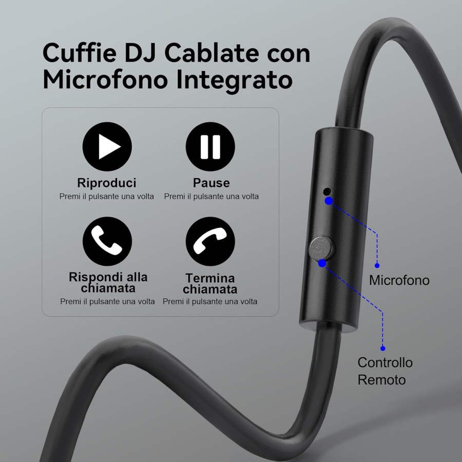 OneOdio Pro 10 Cuffie Over Ear Professionali con Microfono, Jack 3,5/6,35 mm, SharePort, DJ, Studio, PC, Chitarra e Podcast