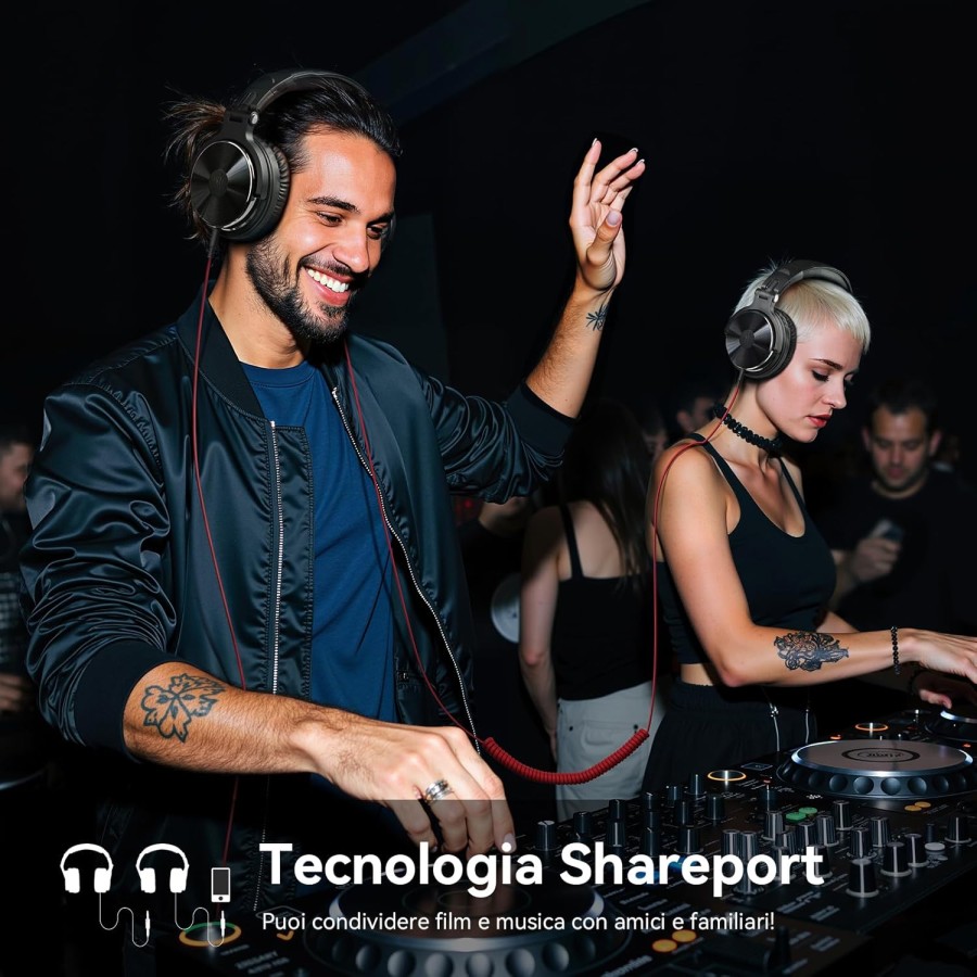 OneOdio Pro 10 Cuffie Over Ear Professionali con Microfono, Jack 3,5/6,35 mm, SharePort, DJ, Studio, PC, Chitarra e Podcast