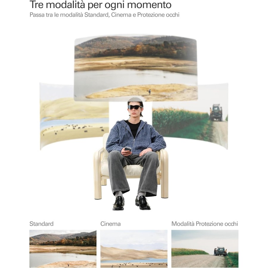 RayNeo Air 4 PRO Occhiali AR/XR con HDR10, Vision 4000, Cinema Virtuale 201", Audio B&O, 3D per Film, Gaming e iPhone/Android