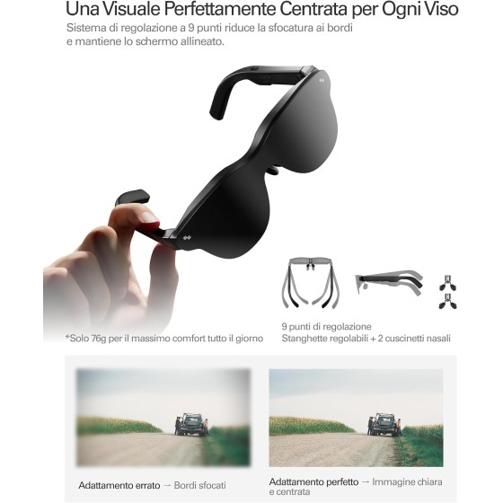 RayNeo Air 4 PRO Occhiali AR/XR con HDR10, Vision 4000, Cinema Virtuale 201", Audio B&O, 3D per Film, Gaming e iPhone/Android