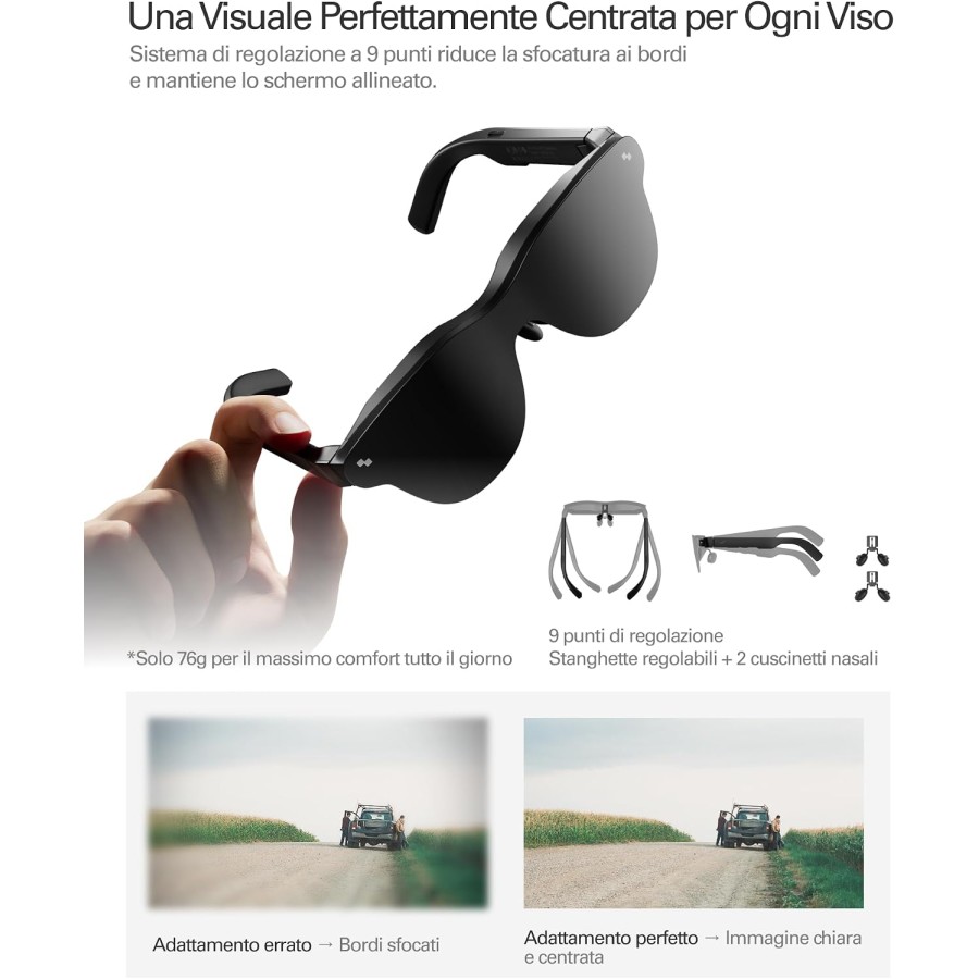 RayNeo Air 4 PRO Occhiali AR/XR con HDR10, Vision 4000, Cinema Virtuale 201", Audio B&O, 3D per Film, Gaming e iPhone/Android