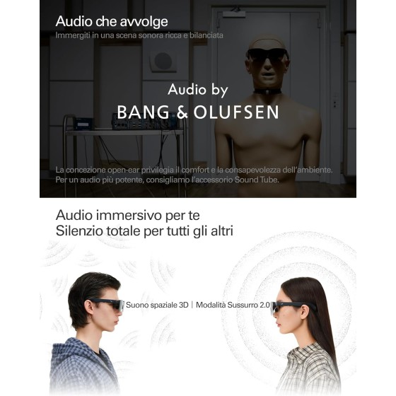 RayNeo Air 4 PRO Occhiali AR/XR con HDR10, Vision 4000, Cinema Virtuale 201", Audio B&O, 3D per Film, Gaming e iPhone/Android