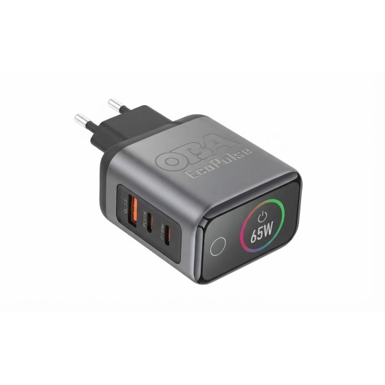 OBA EcoPulse 65W: Il Caricabatterie Rapido GaN Multi-Porta ad Alta Efficienza Con display
